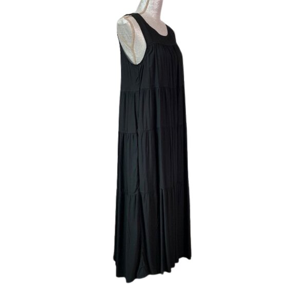 MAX STUDIO Tiered Sleeveless Maxi Dress in Black SIZE LARGE, NWT - Picture 3 of 12